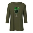 thumbnail image 6 of Yxbdin Womens St Patricks Day T Shirts 3/4 Sleeve Hat Wine Glass Graphic Tees Holiday Crew Neck Shirt Irish Shamrock Tops Army Green S, 6 of 8