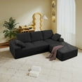 thumbnail image 6 of Resenkos 103.5" L-Shaped Cloud Sectional Sofa, Plush Corduroy Fabric with Chaise Lounge and Deep Seats, No Assembly, Black, 6 of 8