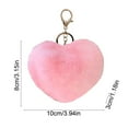thumbnail image 3 of Bfogop Soft Fluffy Faux Fur Pompoms Keyring Car Key Heart Plush Keychain,Heart Plush Keychain, Faux Fur Pom Pom Bag Charms, Cute Accessories for Backpacks Purse Car Key, 3 of 6