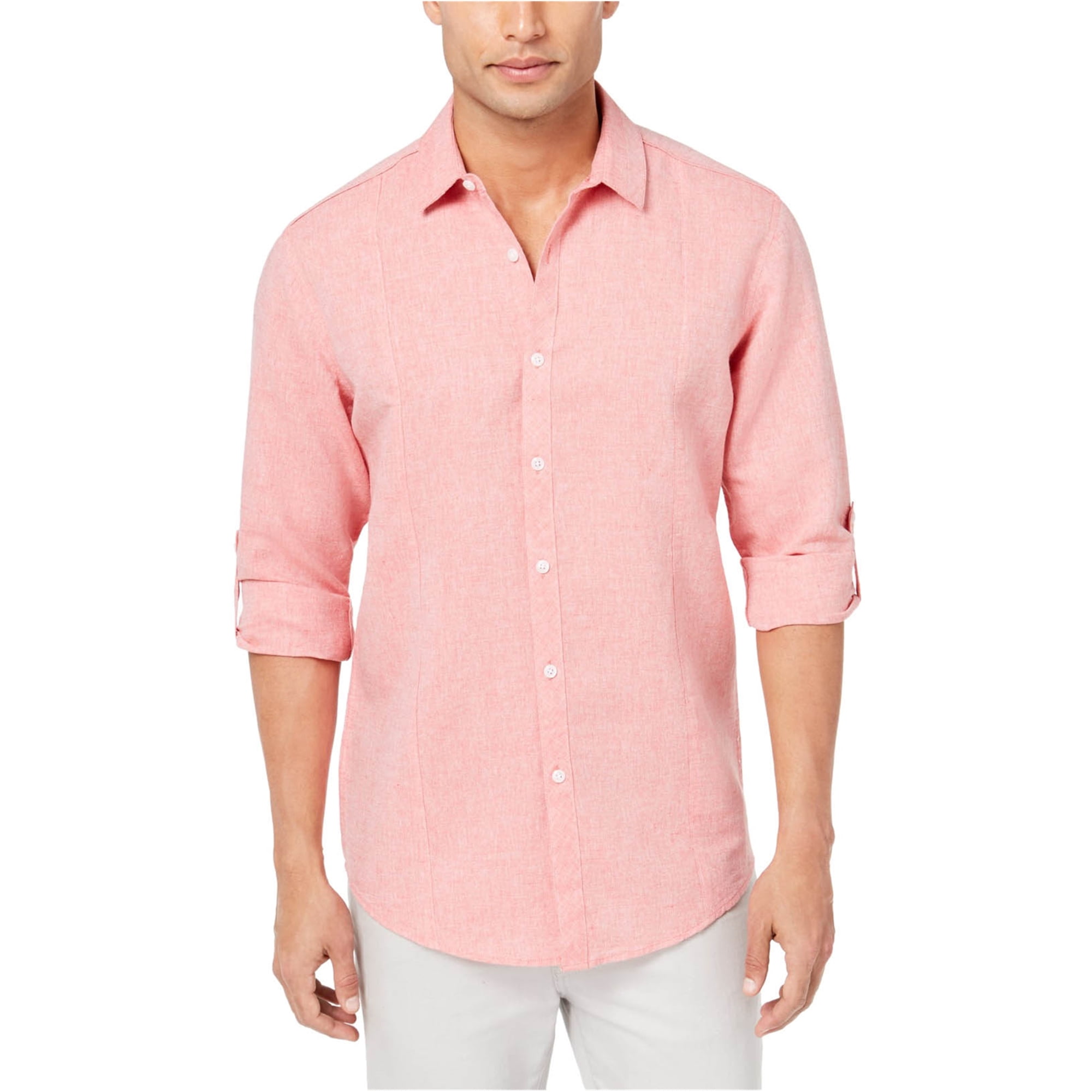 pink button up shirt