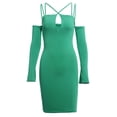 thumbnail image 1 of SAYOO Vestido ajustado de manga larga para mujer, correa de espagueti ahuecada Color sólido Cremallera trasera Fiesta de noche Club Boda de una sola pieza SAYOO S M L, 1 of 9
