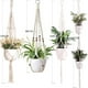 thumbnail image 3 of Colgadores de macramé para plantas, maceta colgante para interiores, cesta con cuentas de madera, soporte para maceta, cuerda de algodón, sin borlas, hogar bohemio Sincero Hogar, 3 of 5
