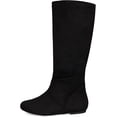 thumbnail image 2 of Jtelle Roll- Women's Slouchy Faux Suede Knee High Pull On Flat Round Toe Boots (Black IMSU,9), 2 of 6
