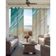 thumbnail image 2 of Abstracts Sandy Beach Blackout Curtains for Bedroom Living Room, Turquoise Beige Gradient Ocean Wave 39 In Long Thermal Insulated Room Darkening Drapes Grommet Window Treatments, 27.5 x 39 In, 2 of 9