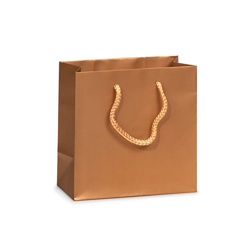 10 PK, Metallic Gold Matte Gift Bags, Jewel 6.5 x 3.5 x 6.5" For