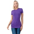 thumbnail image 2 of Simply Fashion Basic Crewneck Short Sleeve T-Shirts - Stretch Cotton Spandex,Purple,Xlarge, 2 of 5