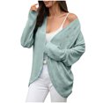 thumbnail image 2 of Women's Hollow Out Cardigan Round Neck Button Knit Fall Top​​, 2 of 7