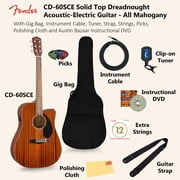 Fender CD-60SCE Solid Top Dreadnought Acoustic-Electric Guitar - All Mahogany w/ Gig Bag