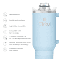 thumbnail image 3 of Cirkul 40oz All-Day StrawSip Double-Wall Insulated Stainless Steel Tumbler with Handle, Raindrop (Light Blue), 3 of 8