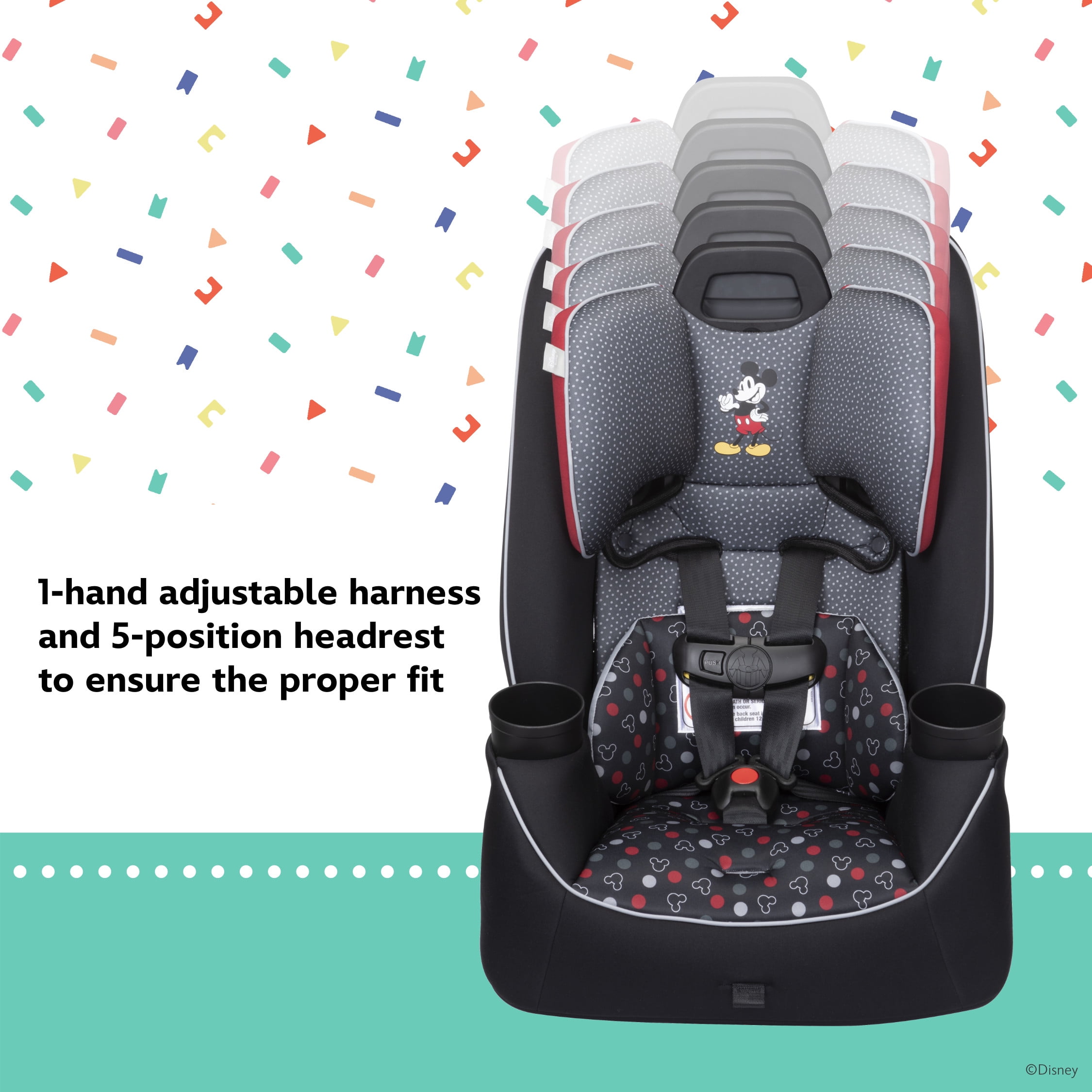 Disney Baby Easy Elite Slim All-In-One Convertible Car Seat, Modern Minnie