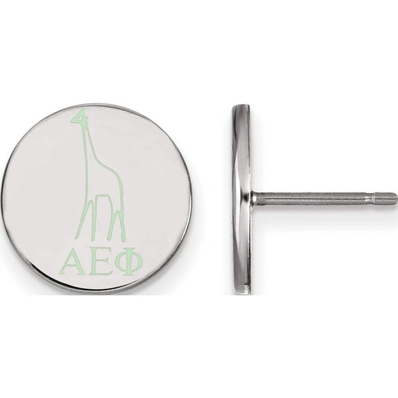 Sterling Silver S. Rh-Plated Logoart Alpha Epsilon Phi Enameled Post Earrings (12 X 12) Made In United States ss047aep