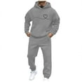 thumbnail image 3 of VBTAPA Heart Print Hoodie Tracksuit for Men 2 Piece Outfits Oversized Hooded Sweatshirt with Jogger Sweatpants Sets Matching Jogging Suits with Pockets Sales of Today Gray S, 3 of 6