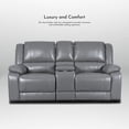 thumbnail image 6 of Ellesophas 2-Seat PU Leather Manual Living Room Loveseat Adult with Footrest, Storage Console & 2 Cup Holders, Perfect for Living Room & Home Theater, Gray, 6 of 7