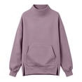 thumbnail image 5 of Dwellite Women's Oversized Sweatshirts Turtleneck Fleece Pullover Tops Long Sleeve Loose Fall Fashion Shirts Light Purple L, 5 of 8