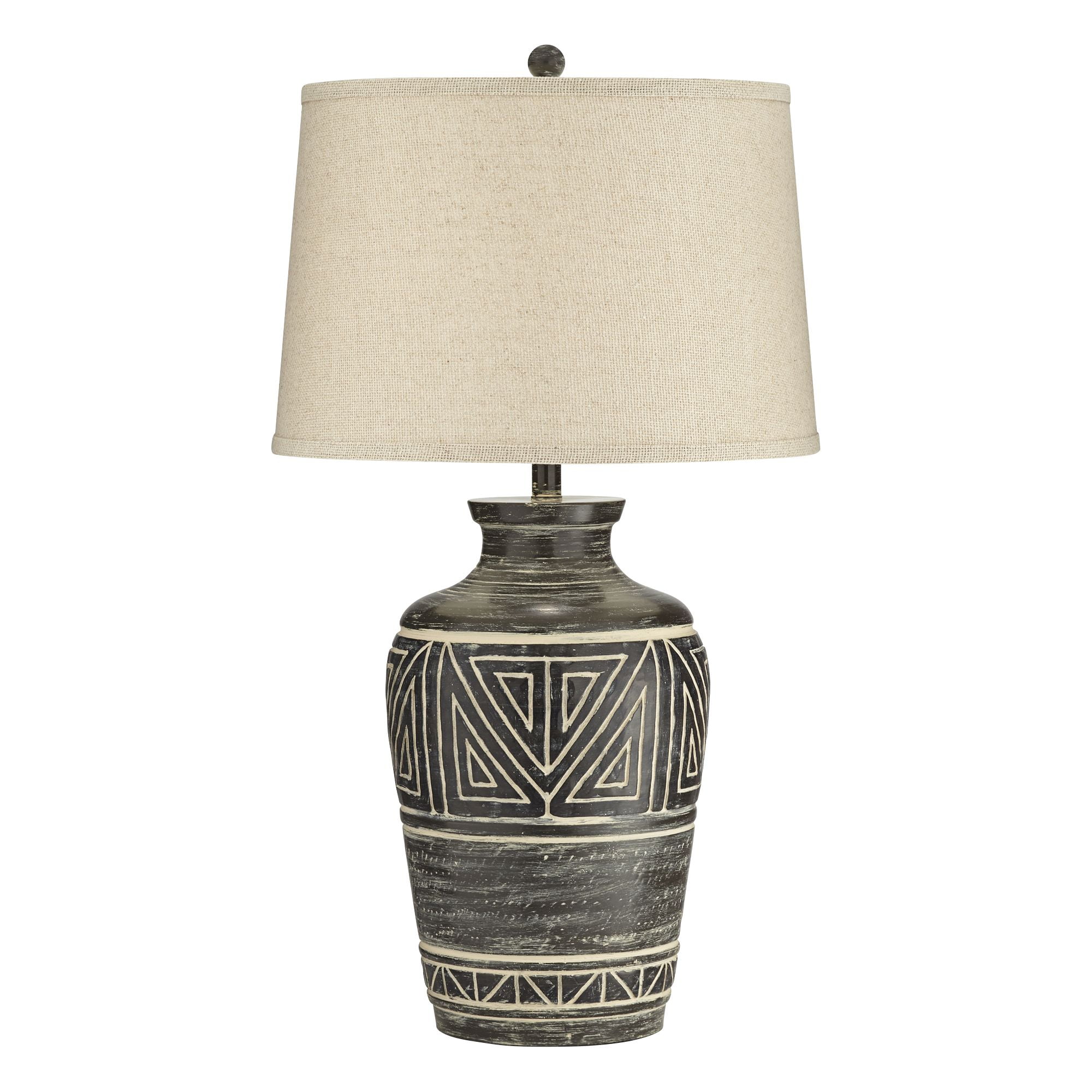 John Timberland Rustic Southwestern Jar Table Lamp with USB Charging Port 32" Tall Earth Tone Linen Drum Shade Living Room Bedroom House