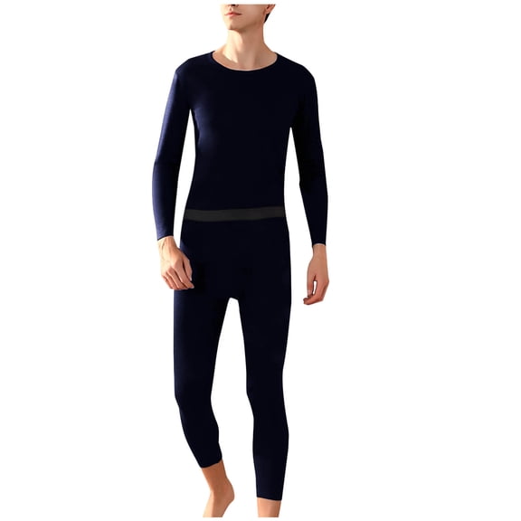 QSAWXQZ Men's 2PC Thermal Long Underwear Top and Pants Set Crew Neck Long Sleeve Thick Fleece Lined Stretch Winter Base Layer XL
