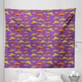 thumbnail image 1 of Alien Trippy Tapestry, Continuous Flying Saucers Colorful Abstract Spaceship Cartoon Pattern, Fabric Wall Hanging Decor for Bedroom Living Room Dorm, 5 Sizes, Violet Multicolor, by Ambesonne, 1 of 1