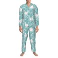 thumbnail image 3 of Balery Swan And Flowers4 Pijama para Hombre de Dos Piezas con Manga Larga, Conjunto de Dormir y Descanso Suave con Bolsillos-X-Large, 3 of 7