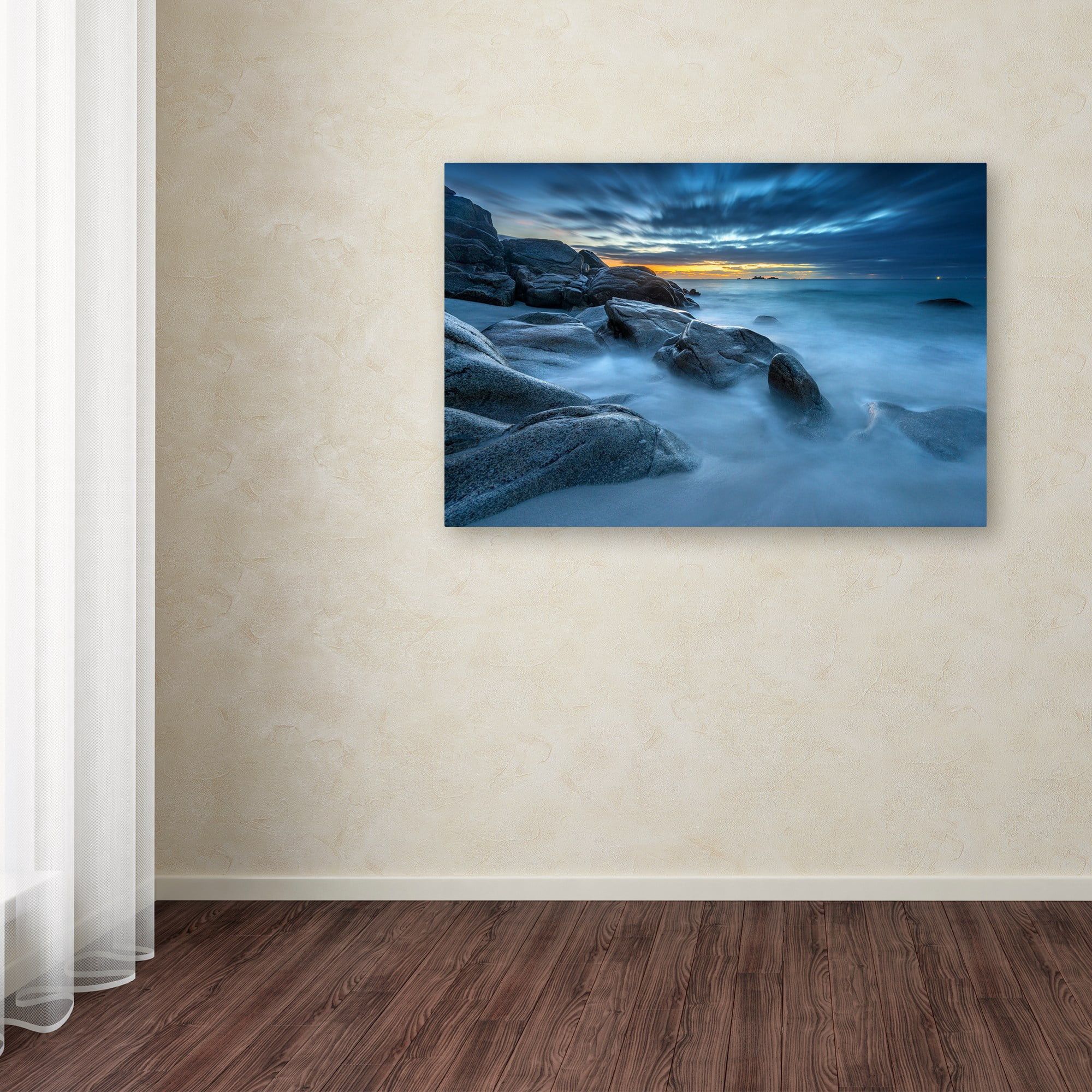 Trademark Fine Art Mathieu Rivrin 'Blue Hour for a Blue Ocean' 12 x 19 (RV0033-C1219GG)