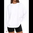 thumbnail image 2 of Camisetas de Larga Extragrandes para Mujer 2025, Camisetas Básicas de Cuello Redondo, Tops de Otoño, Ropa Informal de Entrenamiento Y2K L, 2 of 9