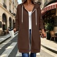 thumbnail image 2 of Hurxie Women Casual Zip up Fleece Hoodies Tunic Sweatshirt Long Jacket Oversized Hoodie with Pockets Full Zipper Hooded for Fall Winter, 2 of 6
