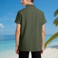 thumbnail image 5 of Rhuody Spring Tops For Boys Lapel Short Sleeve Button Down Shirt Summer Beach Collar Dress Shirt For Kids Top Elegant Wear Army Green 5-6 Years, 5 of 6