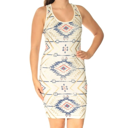 MARILYN MONROE Womens White Racerback Tribal Sleeveless Scoop Neck Mini Body Con Dress  Size:
