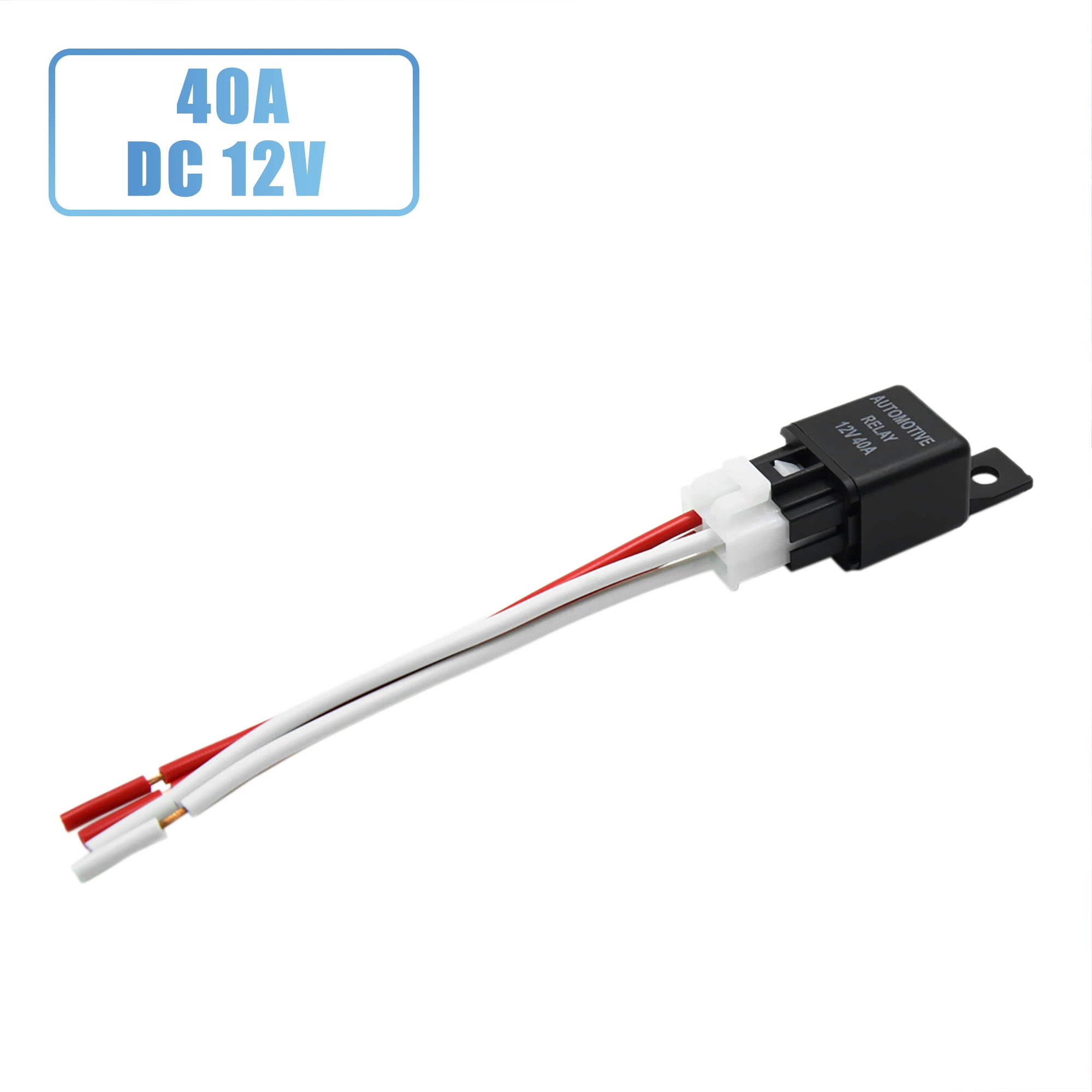 Unique Bargains DC 12V 40A SPST 4 Pin Car Relay with 4 Wires Harness Socket Universal 2Pcs