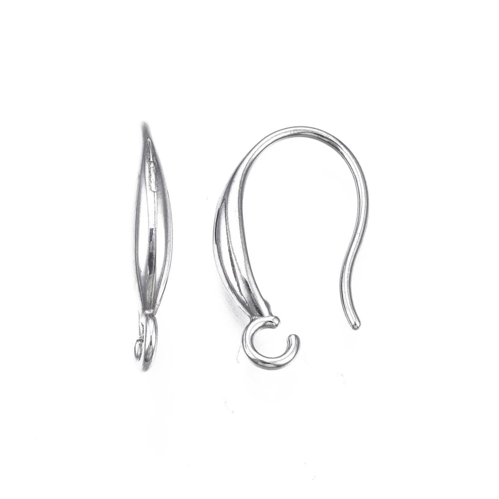 Resistant 304 Stainless Steel Earring Hooks with Horizontal Loop Flat Ear Wire Stainless Steel color 18x10x3mm Hole: 2mm 20 Gauge Pin: 0.8mm