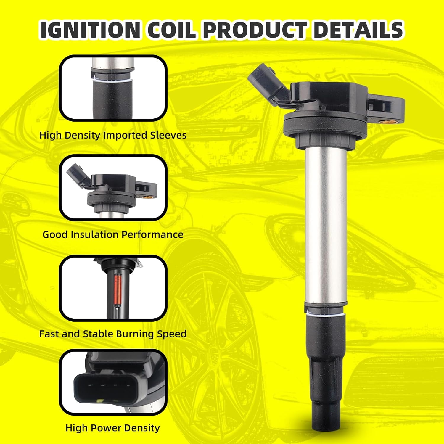 MOAUTO Set of 4 Ignition Coils Pack UF619 90919-02252 & 4 PCS Iridium Spark Plugs Compatible with Toyota, Scion, Lexus, Corolla, Matrix Prius V Plug-In Vibe xD CT200h