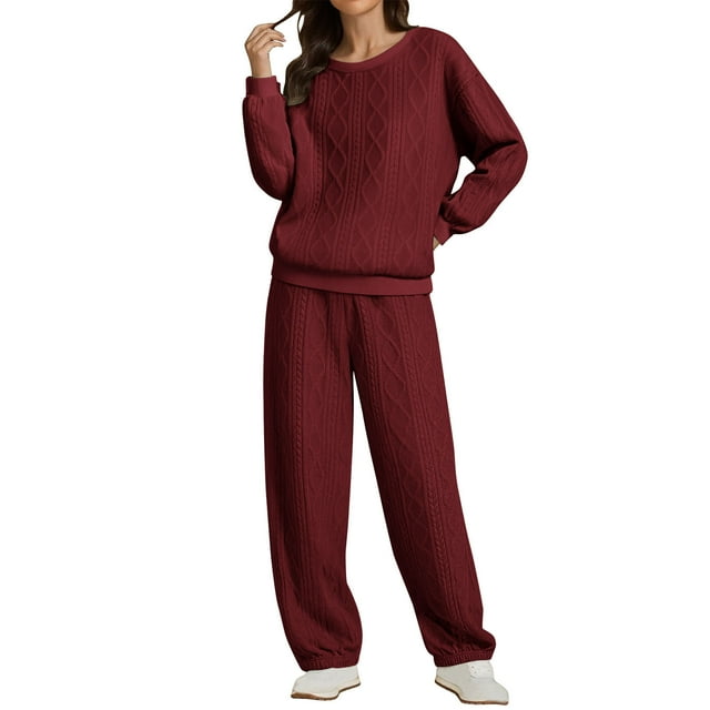 Oversized Sweaters for Women, Vintage cable knit sweater and pants set