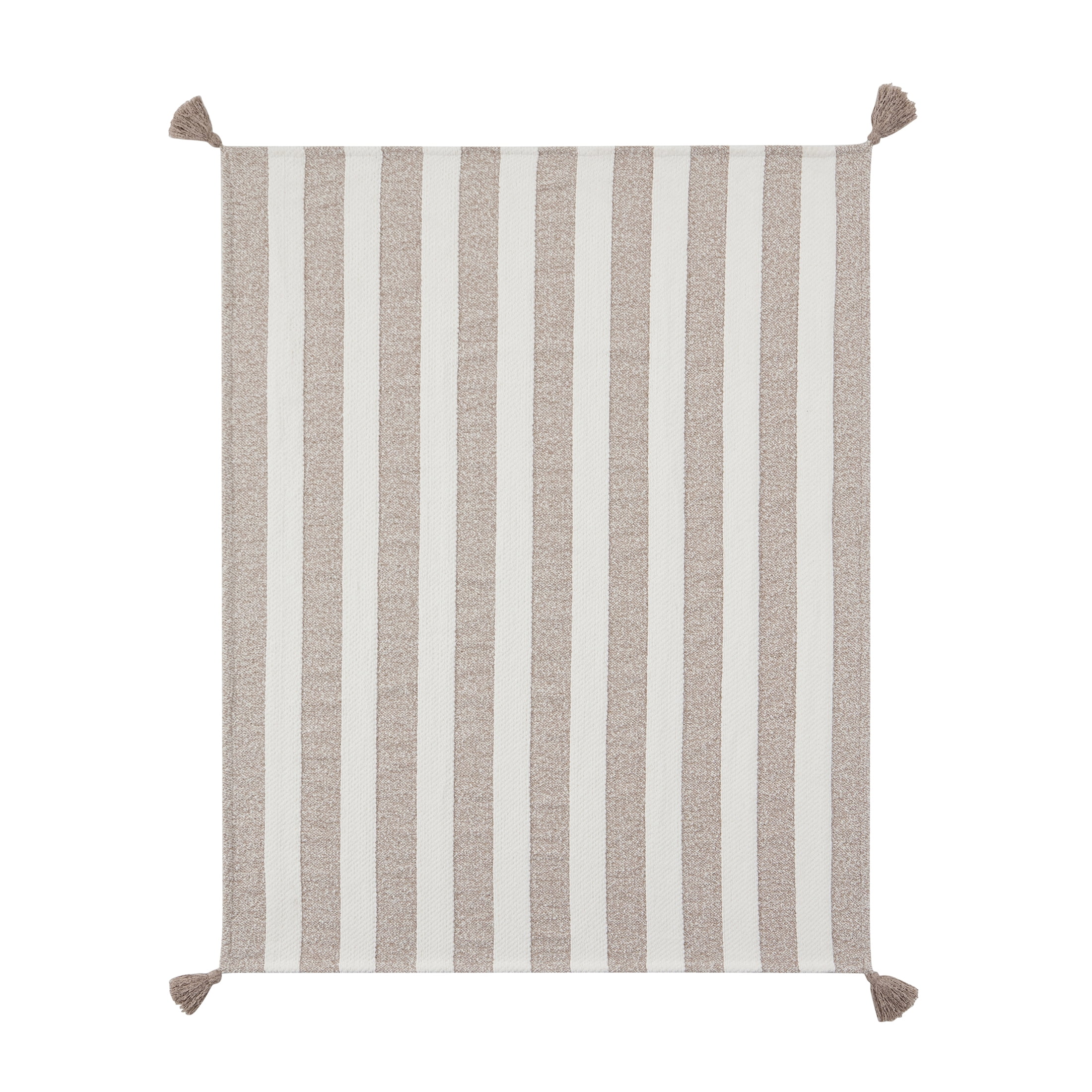 Beautiful Porcini Taupe Chenille Striped Throw by Drew Barrymore, 50" x 60"