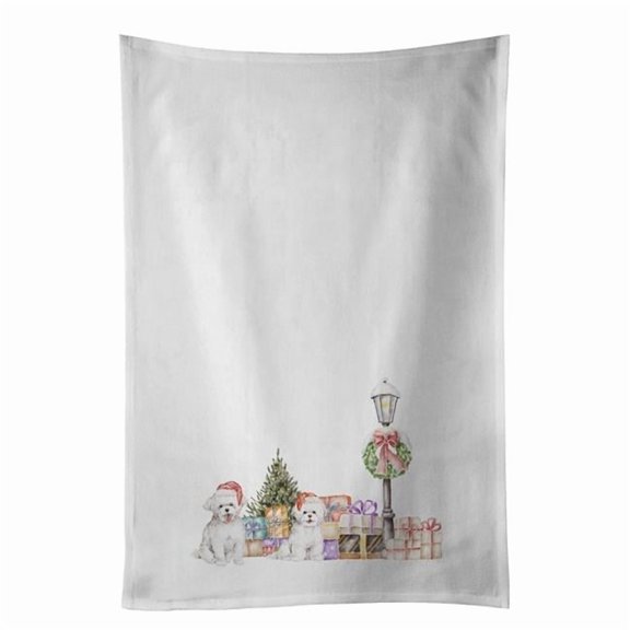 Carolines Treasures CK8176WTKT 28 x 19 in. Unisex Bichon Frise Duo Sitting Pretty White Dish Towels Kitchen Towel - Set of 2