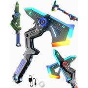 Plastic Catapult Laser Sword, Dual Form Shadow Sword Axe Toy, Glowing Flash Vibration Sword, 43cm Blade, Type C Charging, Sturdy Plastic with Dynamic Lighting for Role Playing Duel Games