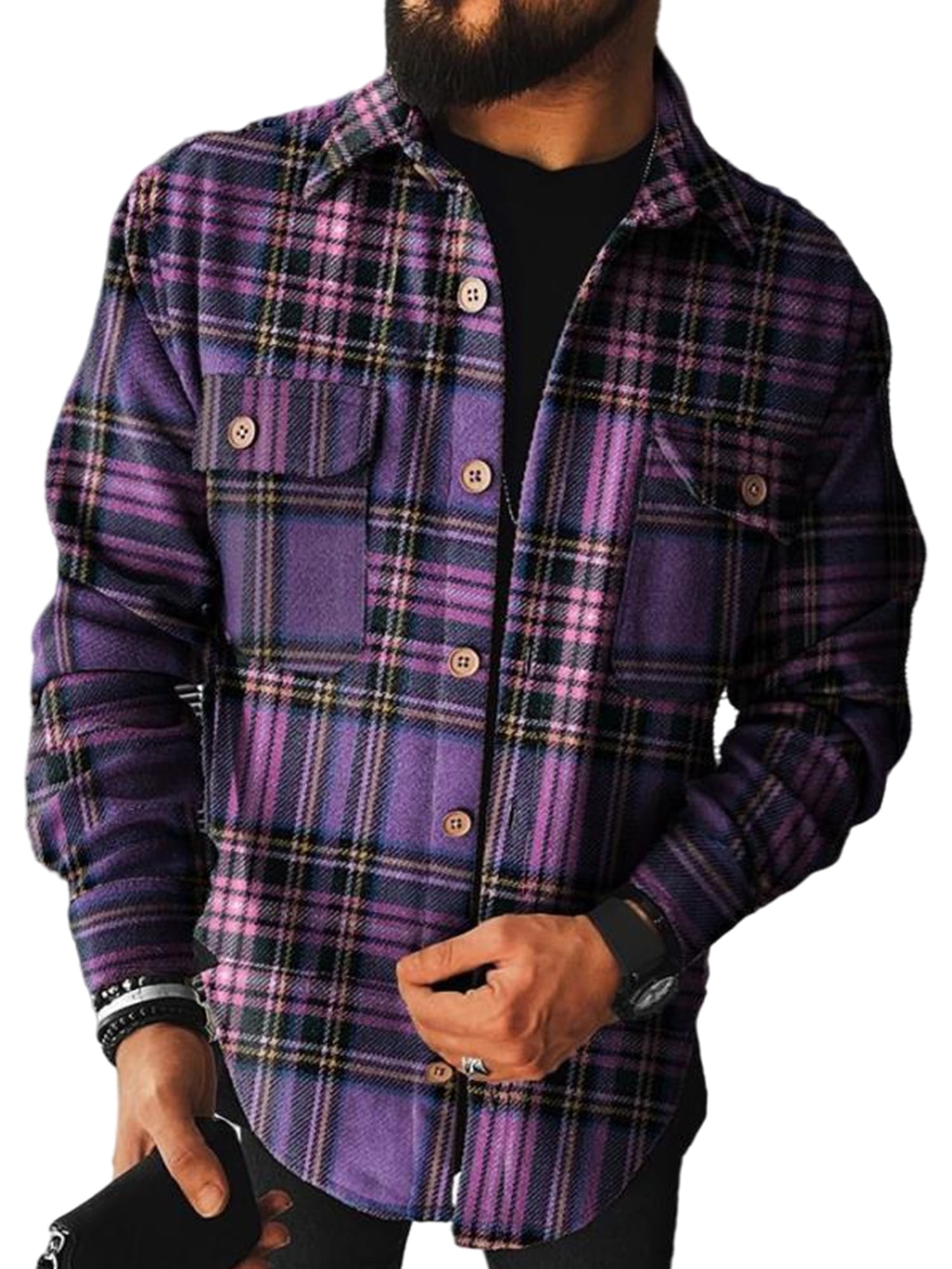 Men Casual Shirt Long Sleeve Flannel Lumberjack Check Cotton Shirts Top M-5XL 