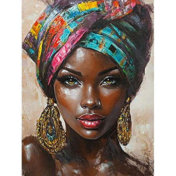 African Woman Portrait Decorative Painting/Canvas Art， Suitable for Living Room， Bedroom， Office， Hotel， Dining Room， Gallery， Studio， Apartment， and Hallway Decor.