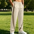 thumbnail image 3 of Joggers for Men Color Block Loose Fit Casual Elastic Waist Drawstring Pants Outdoor Straight Leg Fitness Pants Solid Color Lounge Joggers with Pockets, 3 of 7