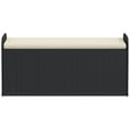 thumbnail image 2 of vidaXL Storage Bench with Cushion Black 115x51x52 cm Poly Rattan, 2 of 5