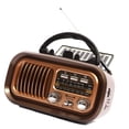 thumbnail image 2 of Radio portatil,Radio Portatil Retro Altavoz AM FM SW 3 Bandas,Soporte de radio Tarjeta TF Radio con batería USB,Regalos recargables del altavoz de radio de la decoración del vintage,Altavoz, 2 of 8