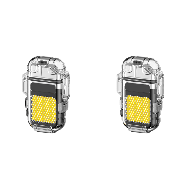 USB doble arco eléctrico encendedor COB luz 3 modos de iluminación linterna negro