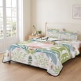 thumbnail image 2 of King Quilt Set 96''x106'', Boho Green Flower Lightweight Summer Bedspread Coverlet Set with 2 Pillow Shams, Botanical Watercolor Leaf Floral Breathable All Season Quilt Bedding for Bedroom/Guest Room, 2 of 9