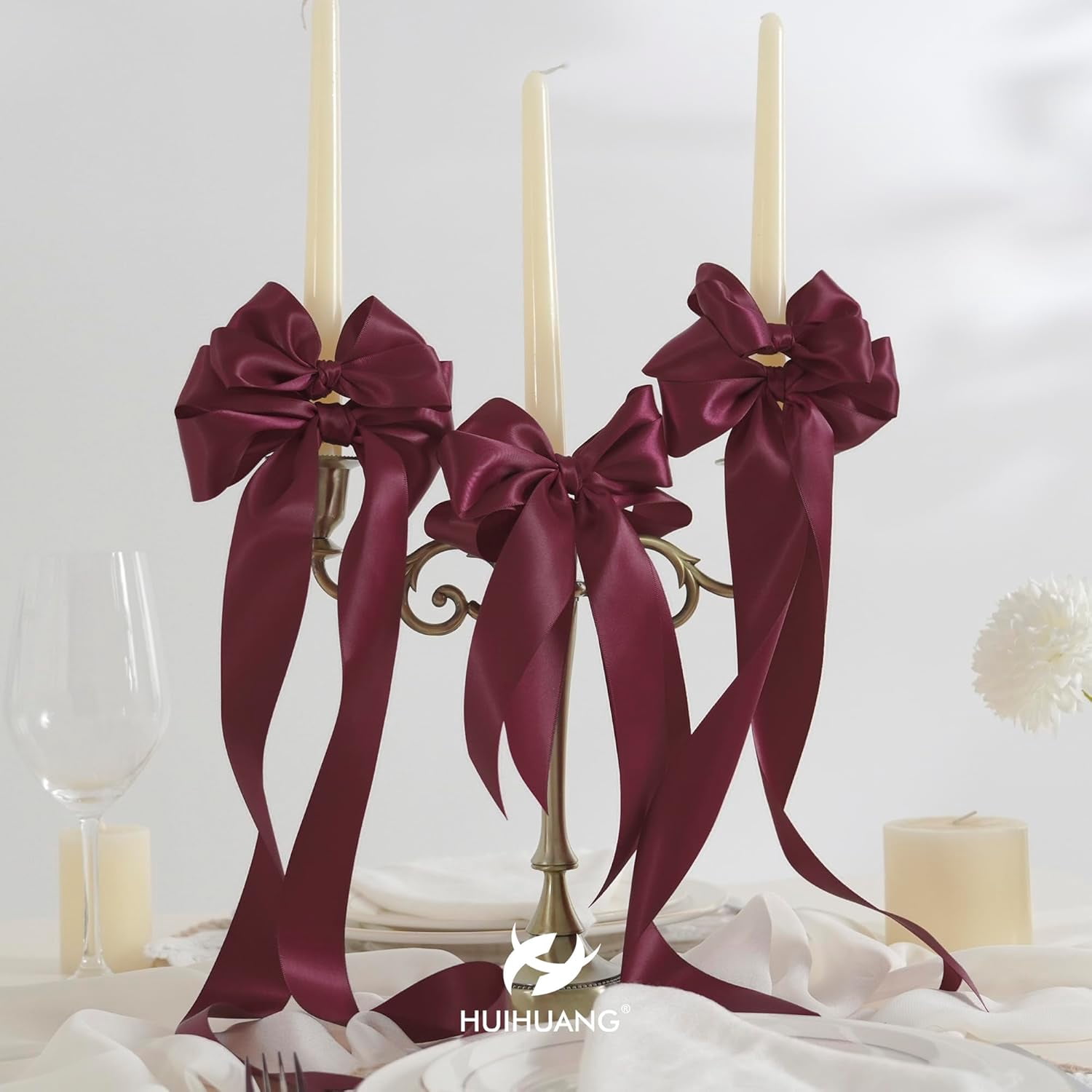 1-1/2 inch Double Face Satin Ribbon Maroon Ribbon Satin Wine Red Ribbons 50 Yards Roll for Gift Wrapping Bow Making Floral Bouquet Wedding Invitations Decor Party Favor Craft Supplies