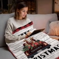 thumbnail image 5 of Merry Christmas Flannel Blanket for Bed,Travel and Camping, Farm Truck Xmas Cow Red Plaid Wood Grain Super Soft Cozy Blanket for All Seasons 50"x80", 5 of 9