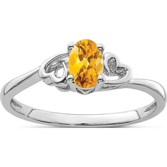 Sterling Silver Rhodium-Plated Citrine Ring (Size 10) Made In China qbr15nov-10
