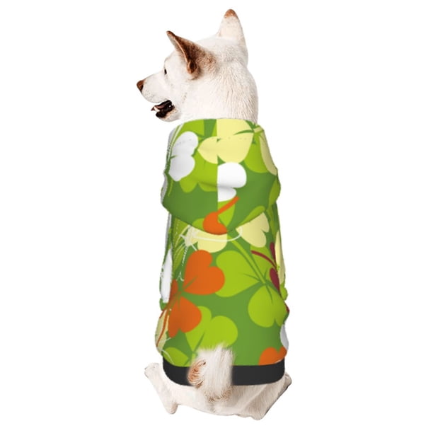 Fotbe St. Patrick's Day3 Sudadera con Estampado para Perros Pequeños – Suéter con Capucha para Mascotas, Tela Suave de Forro Polar con Bolsillo-Medium