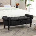 thumbnail image 6 of Gelloan Storage Ottoman Bench for Bedroom,Upholstered Bedroom Bench with Rolled Arms and Rivets, Storage Chest for Living Room,Black,51 Inches, 6 of 9
