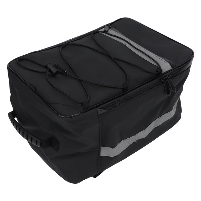 Bike Rear Rack Bag, Zipper Closure Stable Reflective Back Rack Bag for Outdoor Cycling 8L: 27x16x16.5cm,15L: 32x22x18cm
