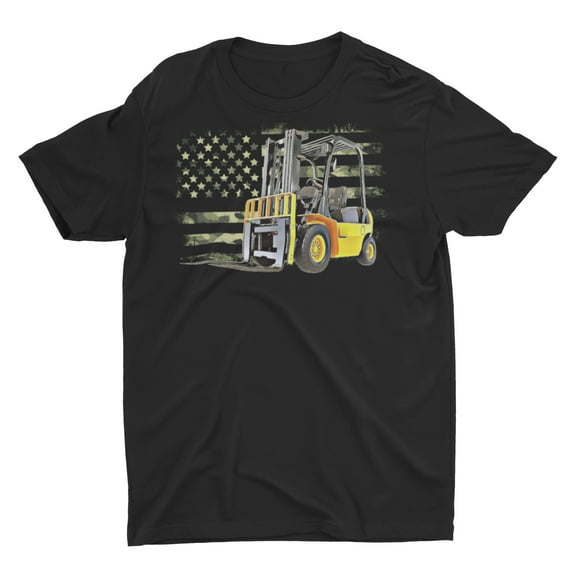 Fork Lift Operator Camo American Flag T-Shirt