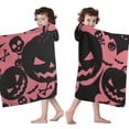 thumbnail image 4 of Halloween Pink Spooky Pumpkins and Bats Hooded Bath Towel，60"x35" for Ages 3 To 12 Kids, Quick Dry Lightweight Soft Microfiber Hood Beach Towel Cover Up for Kids, 4 of 7
