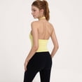 thumbnail image 5 of Women's Halter Neck Cropped Tank Top with Built-In Bra and Stretch Fabric for Workout or Casual Wear - X Large, Yellow, 5 of 7